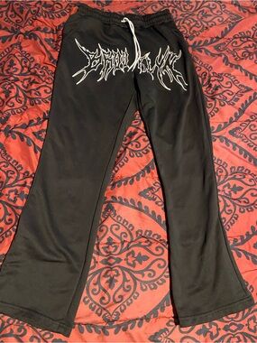 NFINITY Black Drawstring Lounge Pants with White Tag Logo